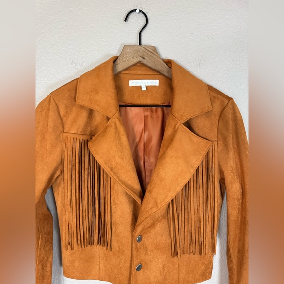 Revolve More To Come Kiara Suede Fringe Jacket in Camel size Small $108 - Picture 10 of 15